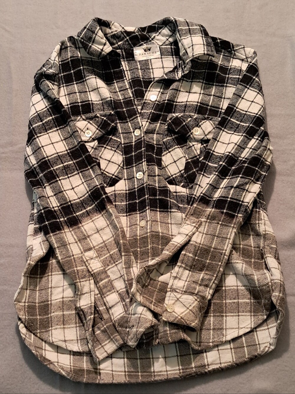 Panache Black and White Plaid Button-Front Shirt